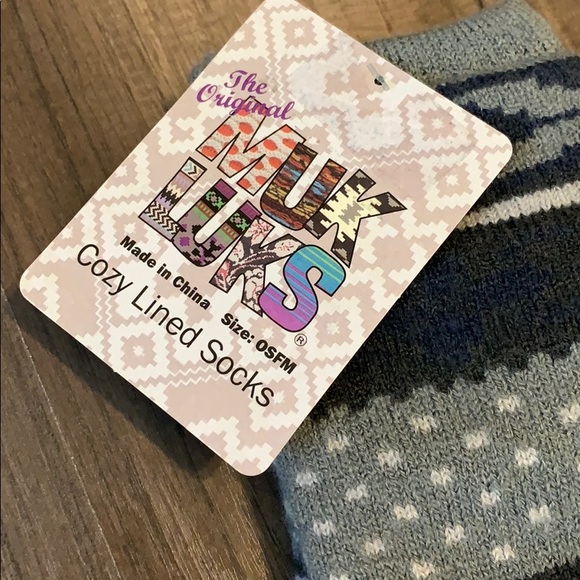 Muk Luks Grey Cozy Lined Socks slip resistant OSFM - Picture 3 of 4